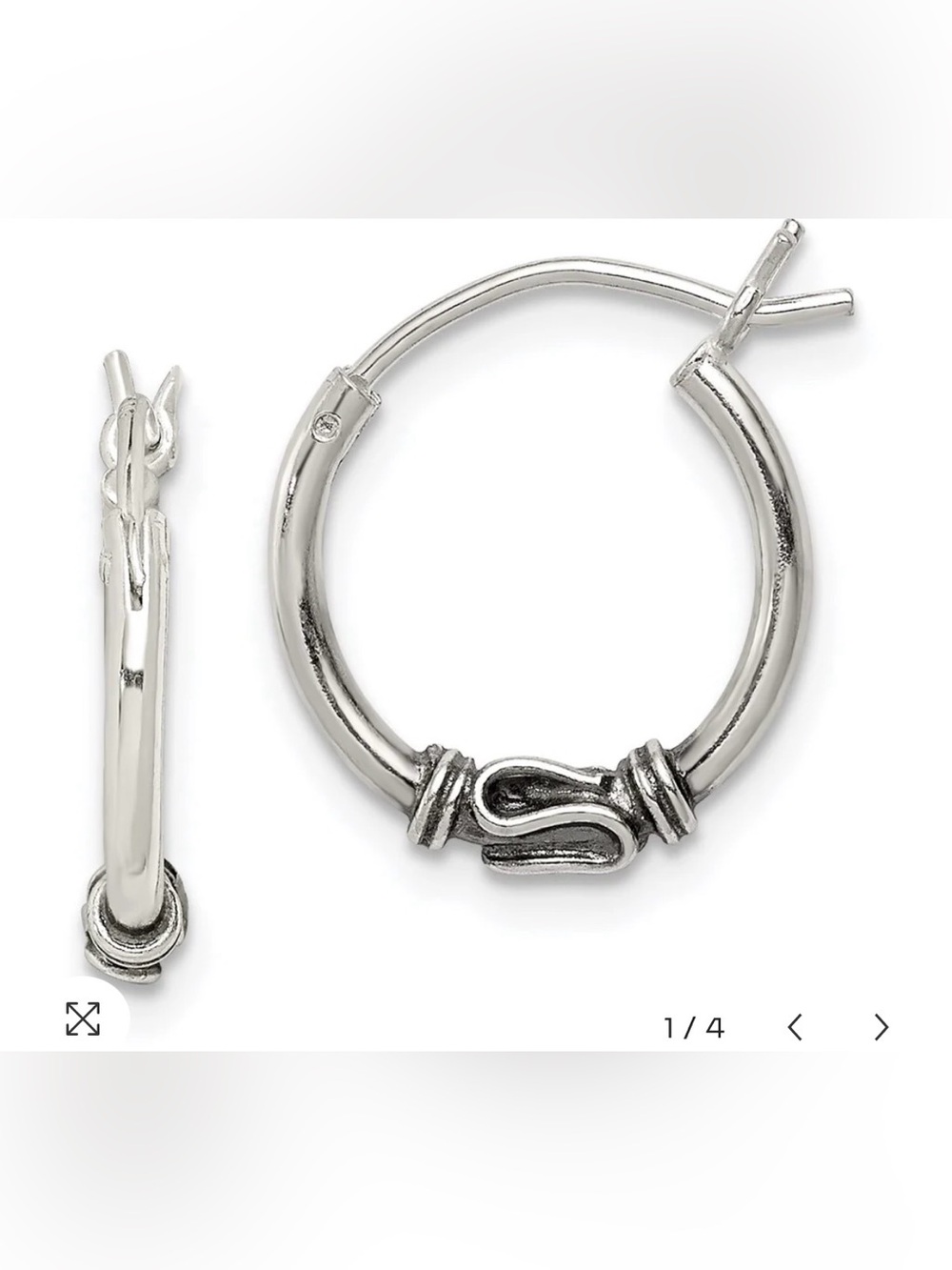 Sterling Silver Hoop Earrings with Knot Accent - Silver